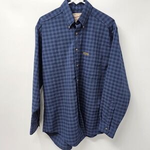 Woolrich Mens Size Medium  blue button-down  shirt  windowpane check pattern.
